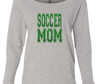 Soccer Mom Shirt. Soccer Mom.Soccerball Mom. Off Shoulder Shirt. 3/4 Sleeve Wideneck Shirt. Custom Off Shoulder