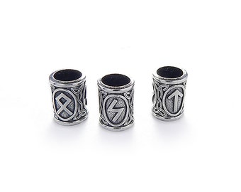 Viking Runes beads. Beads for Beards or Hair. Viking Rune TIWAZ TYR Sol rune Odal Futhark Rune pendant Rune necklace