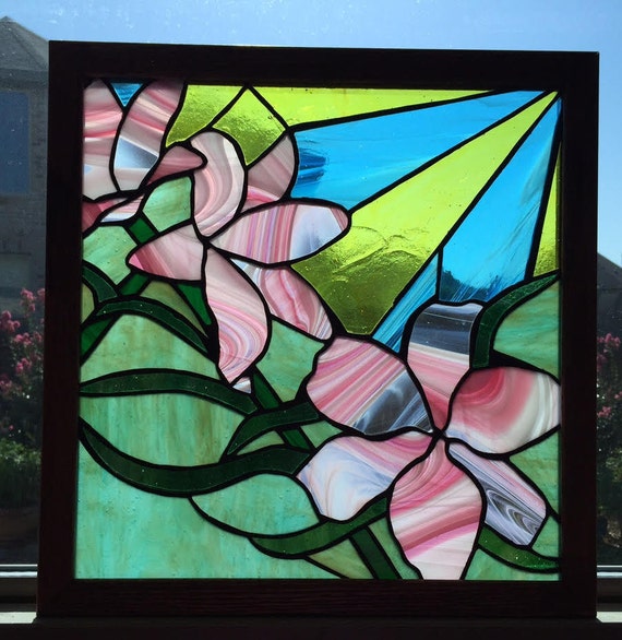 Stained Glass Lilies with Sun Rays by AnnaDewell on Etsy