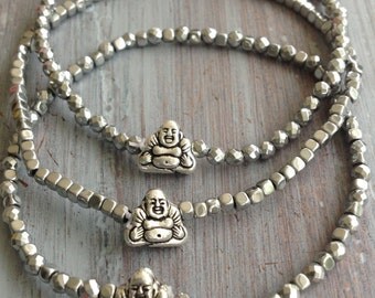 Buddha Bracelet, Beaded Bracelet, Boho Bracelet, Bohemian Bracelet, Hematite Bracelet, Buddha Bracelet