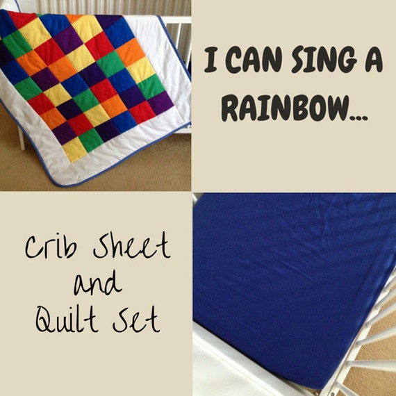Crib bedding rainbow crib set rainbow quilt by Angiespatch on Etsy