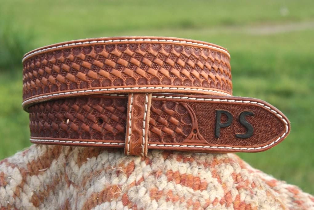 Custom Hand Tooled Western Belt Basket Weave