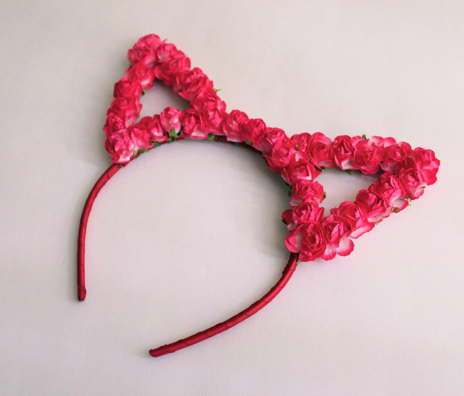 Cat Ear Flower Headband Pink Flower Headband by GardenoftheAngels