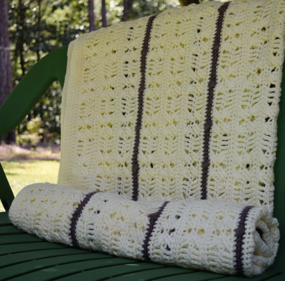 Large Wool Blanket Machine Washable Crocheted by deMarieandMarie