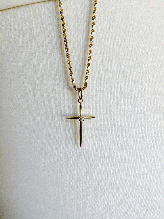 14 Karat Gold Cross Vintage 14k gold cross with by GospelHymns