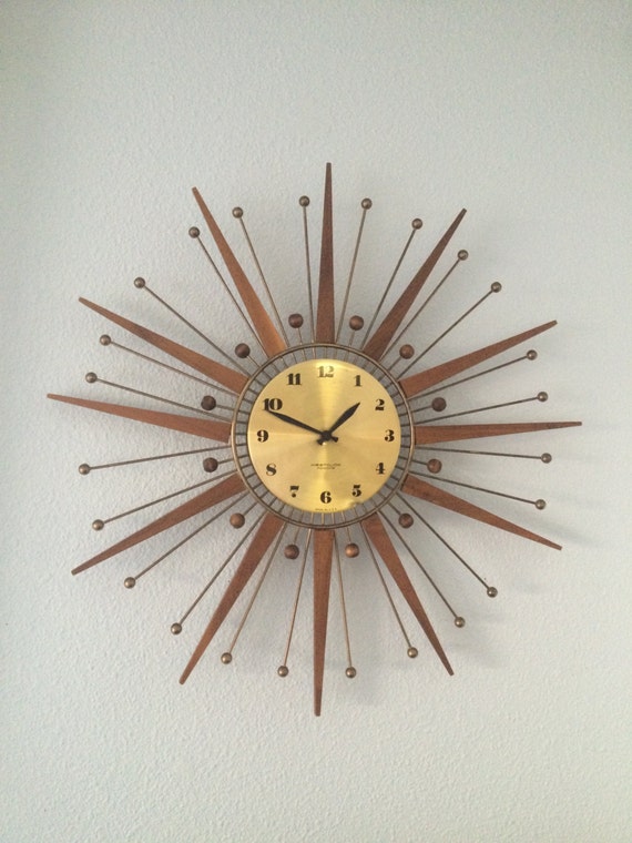 Mid Century Modern Atomic Starburst Clock By Atlasmidcentury 4039