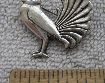 SALE-Early MEXICO Silver Art Deco BIRD Pin-Hand Made