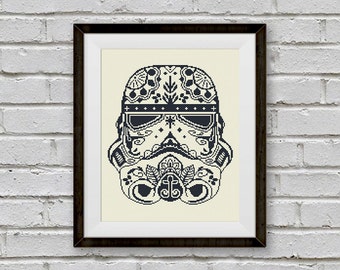 BOGO FREE! Stormtrooper, Star Wars Cross Stitch Pattern, Sugar Skull Storm Trooper Needlecraft Needlework Instant PDF Download #002-1