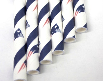 New England Patriots Party Straws - Pack of 24 - NFL Football Party, Tailgate Party, Superbowl Party