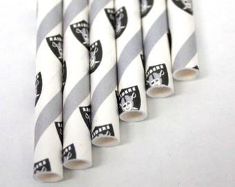 Oakland Raiders Party Straws - Pack of 24 - Paper Straws, NFL Football Party, Tailgate Party, Superbowl Party, Raiders Party Supplies