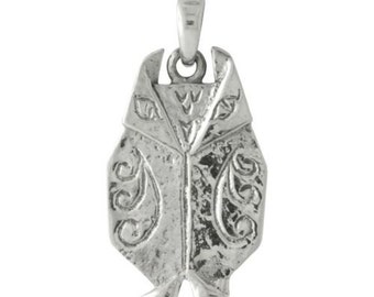 Origami Wise Owl Sterling Silver Pendant -- Complimentary Ribbon or Cord