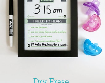 Dry Erase Newborn Feeding Tracker. Baby Shower Gift. GREEN Dry Erase Baby Chart. Baby Feeding Last Feeding Tracker.