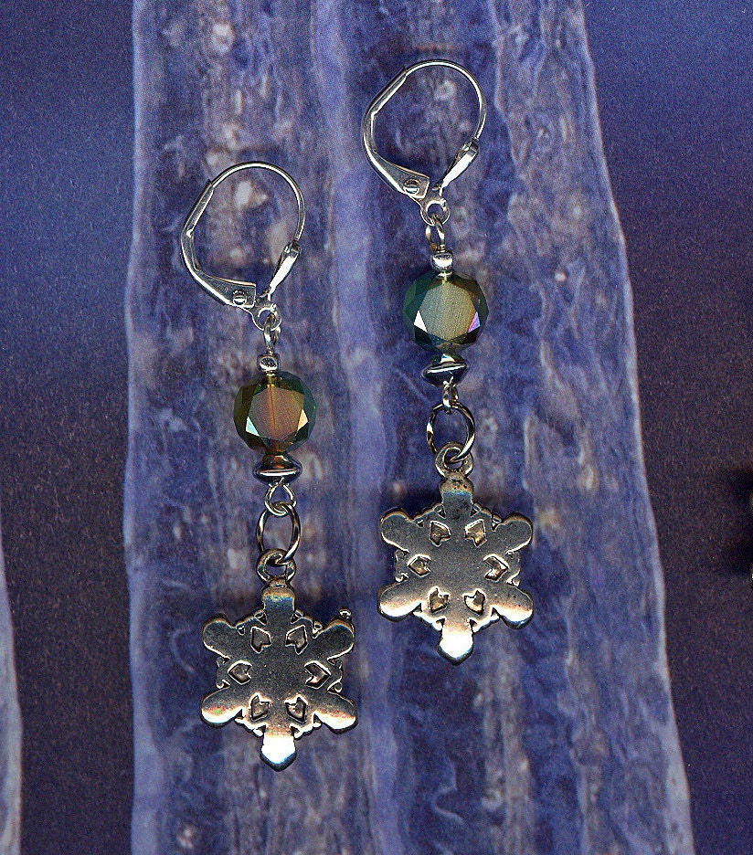 Download Sparkling crystal snowflake earrings crystal beads snowflake