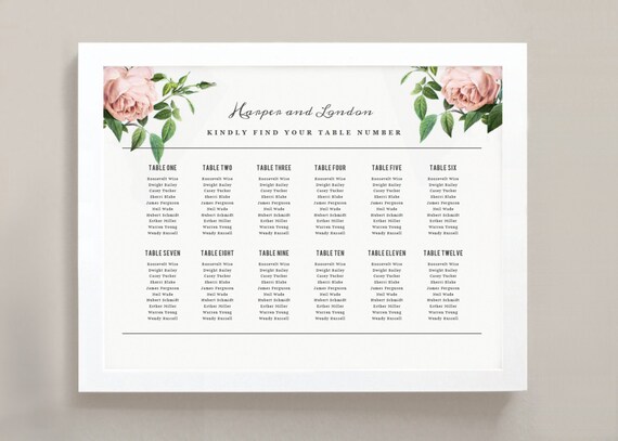 instant download printable seating chart poster template vistaprint seating chart