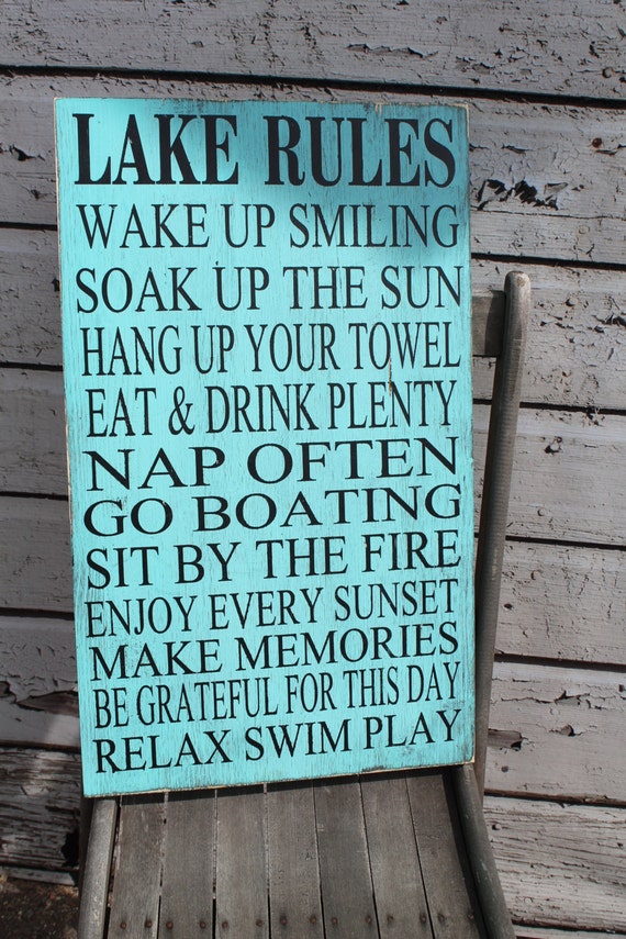 Items similar to Extra Large Rustic Cabin Decor Lake Rules sign Cottage ...