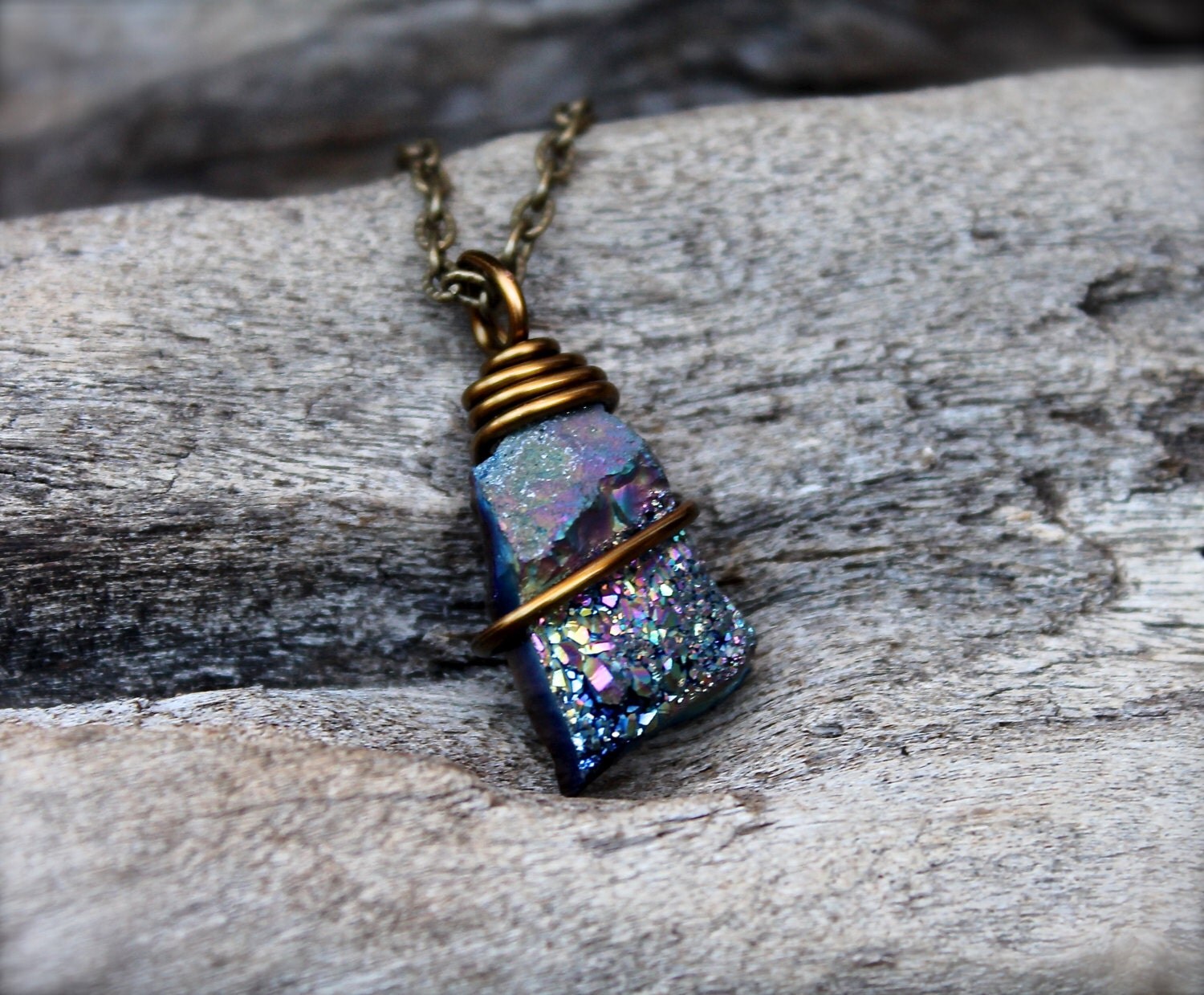 Hippie Jewelry Rainbow Crystal Necklace Boho Gypsy Jewelry
