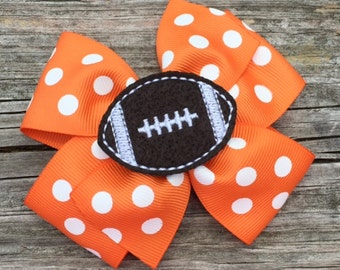 Orange and White Football Hair Bow, Football Hair Bow, Toddler Hair Bows, Tennessee Vols Hair Bow, Girls Hair Bows, Tennessee Football Bow
