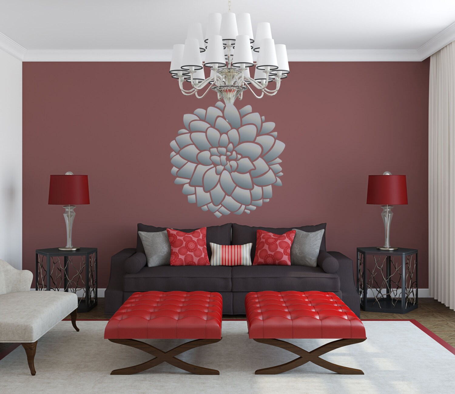 Beautiful Dahlia Flower Wall Decal by PixieLaneVinylDesign on Etsy