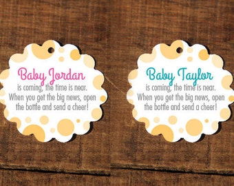 Our baby is coming the time is near gift tags Baby Shower