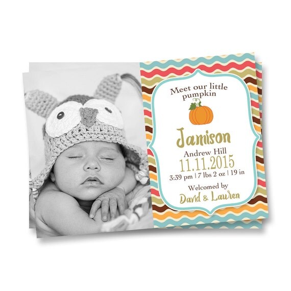 Fall Birth Announcement Autumn Birth Announcement Little