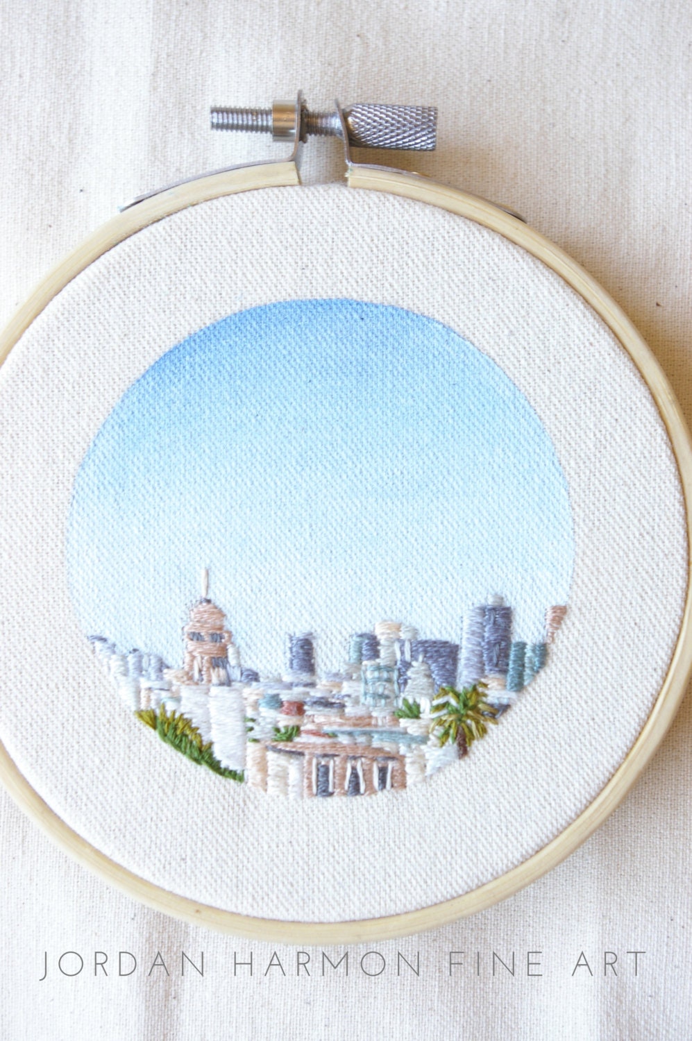San Francisco Skyline 1 April 2015 city embroidery art wall