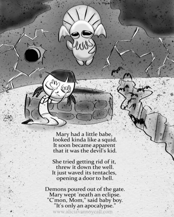 Apocalyptic Nursery Rhyme Dark Humor Edward Gorey Inspired