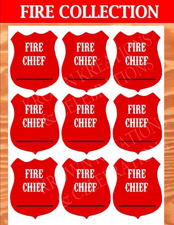 FIREMAN Birthday NAME Tag Fire Fighter Party by KROWNKREATIONS