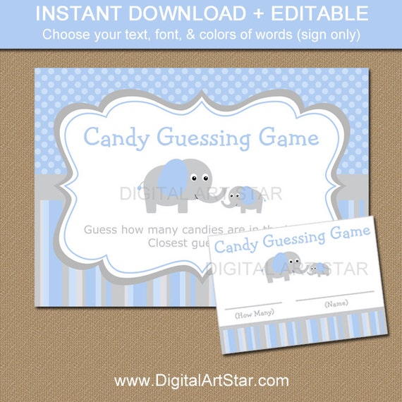 Elephant Candy Guessing Game Elephant Guess How Many Game