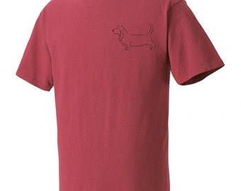 Basset Hound Stacked Garment Dyed Cotton T-shirt