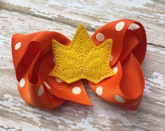 Fall hair bow - Halloween bow, fall bow, 4 inch boutique bow, girls hair bows, toddler bows, boutique bows, 4 inch bows