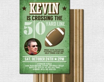 FOOTBALL BIRTHDAY INVITATIONS - 50 Yard Line Milestone Party, Any Age (print your own) 50th, 40th, 30th - Personalized Printable Files