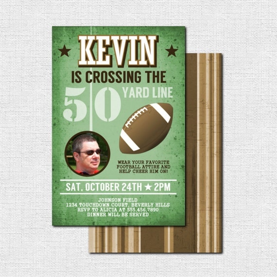 FOOTBALL BIRTHDAY INVITATIONS 50 Yard Line Milestone Party