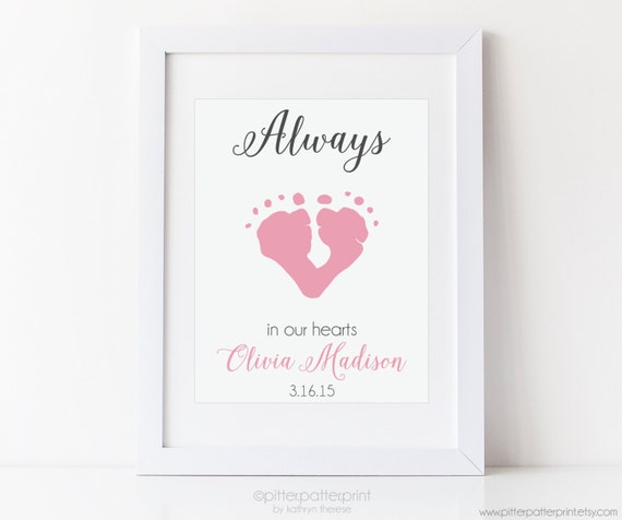 Baby Memorial Art Print Footprint Art Loss of Child Infant