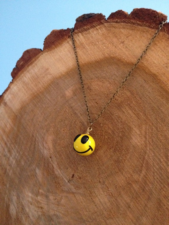 Smiley Face Necklace / happy face necklace / smiley jewelry