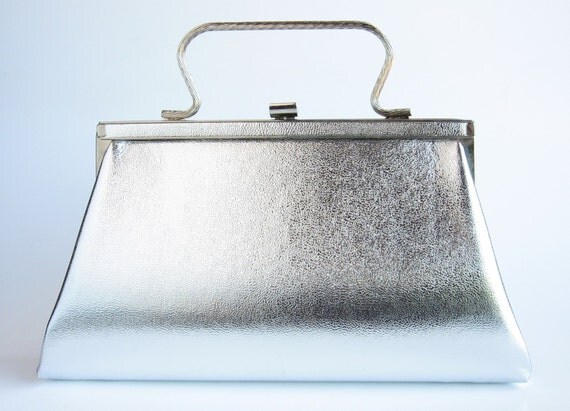 Small Silver Clutch With Handle Silver Evening BagVintage