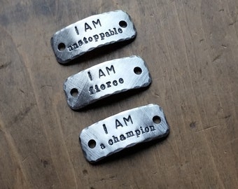 the { I AM } series running shoe tags - SINGLE or set of TWO . running shoe tags . Fitness gear . Inspirational Active Wear