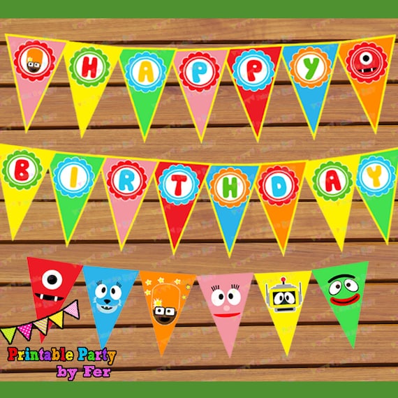 INSTANT download yo gabba gabba HAPPY birthday banner party