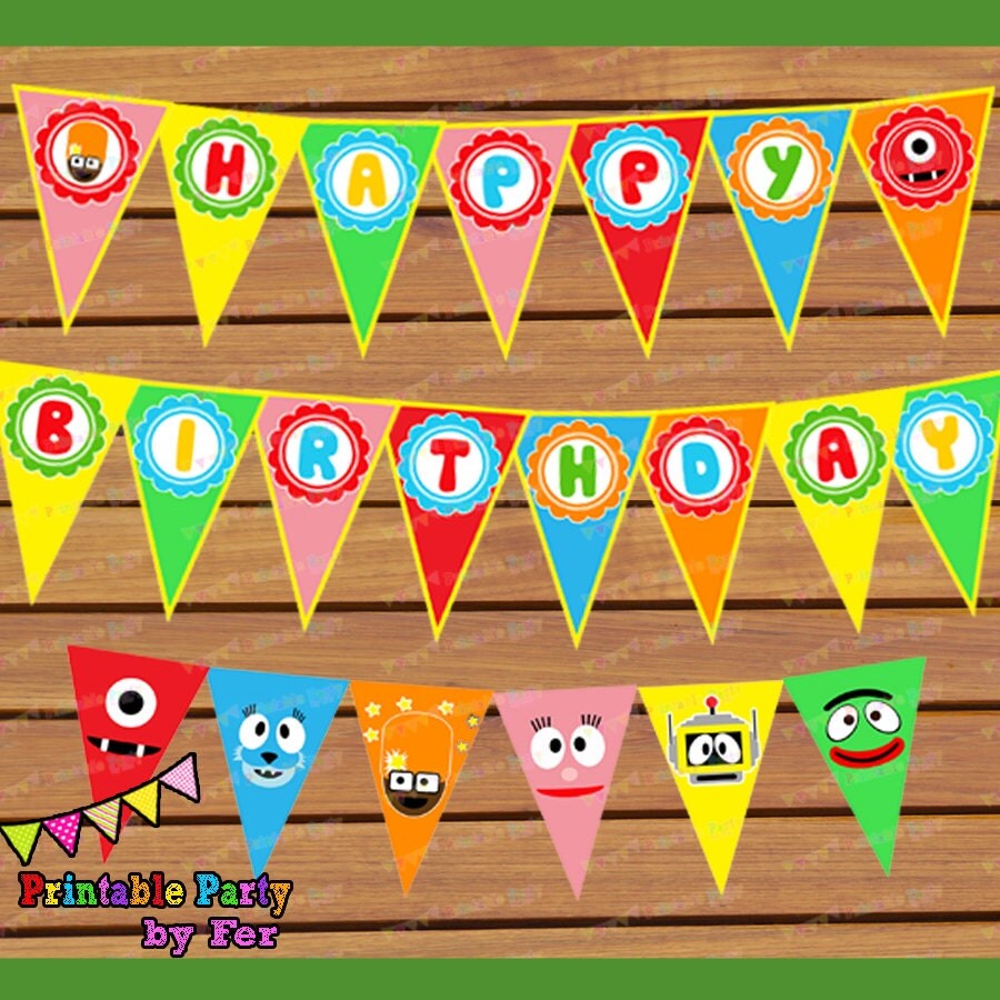 INSTANT download yo gabba gabba HAPPY birthday banner party