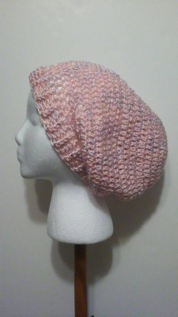 Pink Slouchy Hat Pink Fleck Lightweight Crochet Slouchy