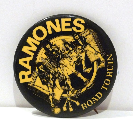 Ramones Pinback Vintage Backpack Pin Punk Rock Band by MohawkMusic