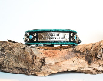 Custom Dog Collar // Leather Dog Collar // Blue Dog Collar // Turquoise Dog Collar