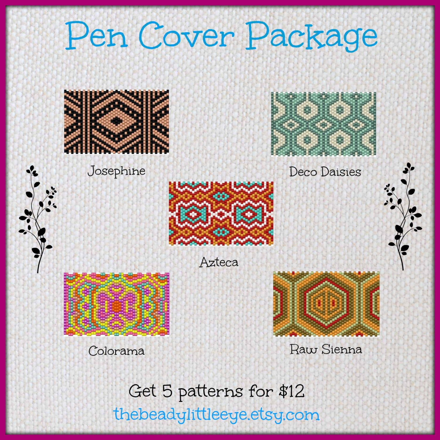 Peyote Pattern Peyote Stitch Beaded Pen Wrap by TheBeadyLittleEye