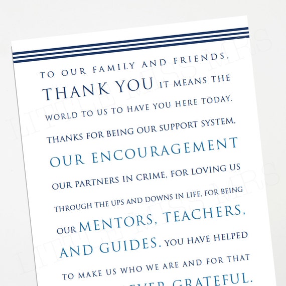 wedding reception thank you note (blues, navy) - Instant Download - Personalize with your names