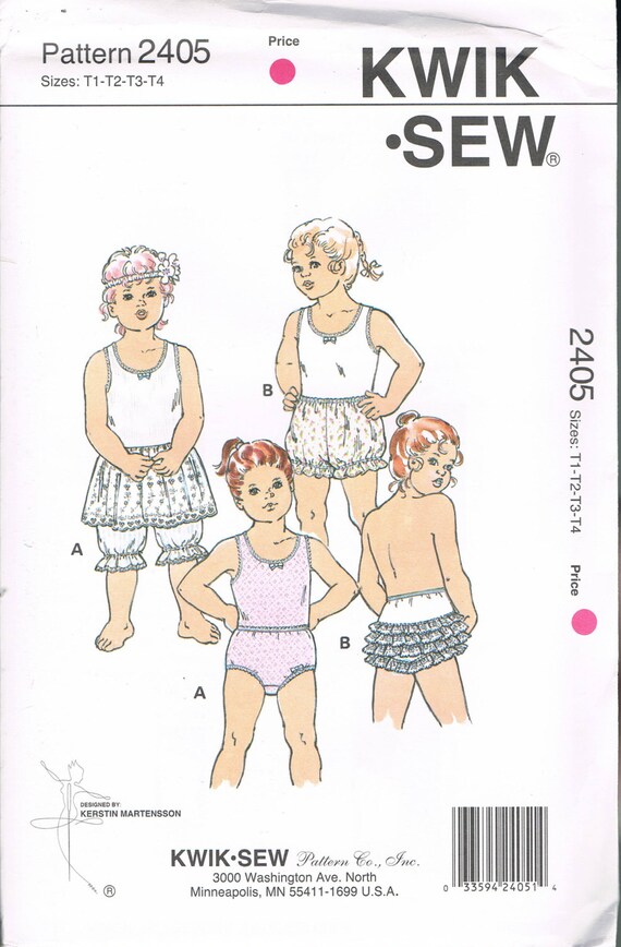Size 14 Toddler Girls Underwear Sewing Pattern Bloomer