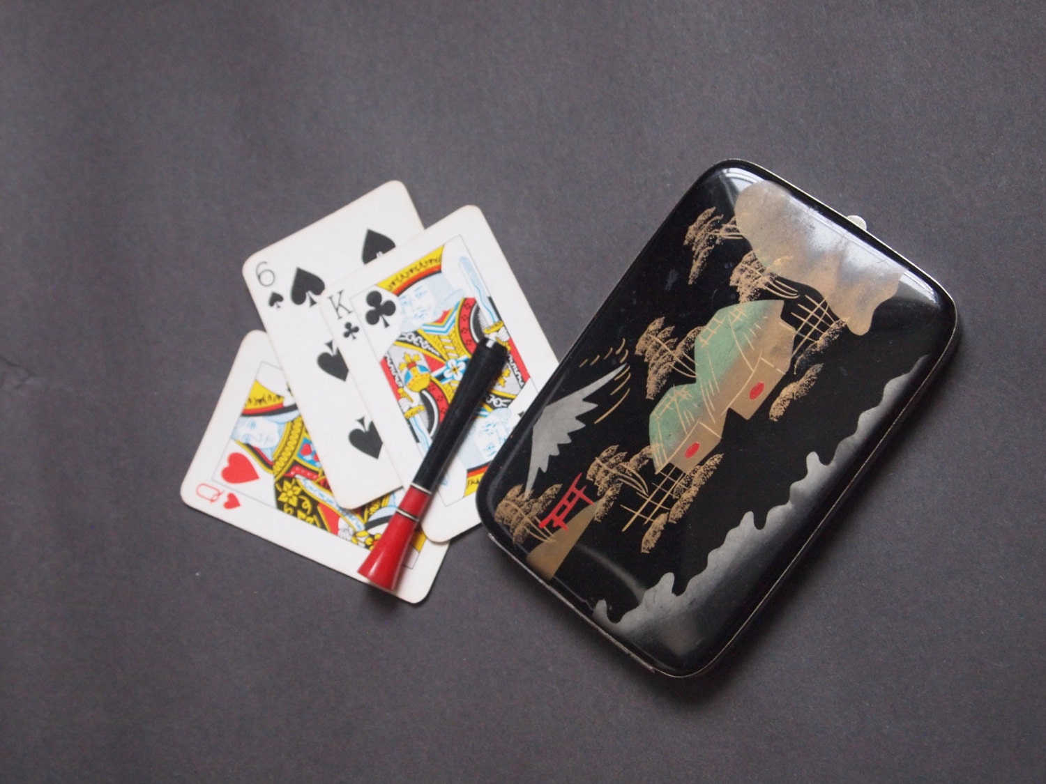 Black Japanese cigarette box/rural Japanese by GoldDustInOurHands