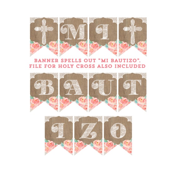 printable MI BAUTIZO banner Instant download Baptism banner