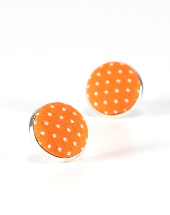 Orange Stud Earrings Sunrise Orange Polka Dots Earring Studs