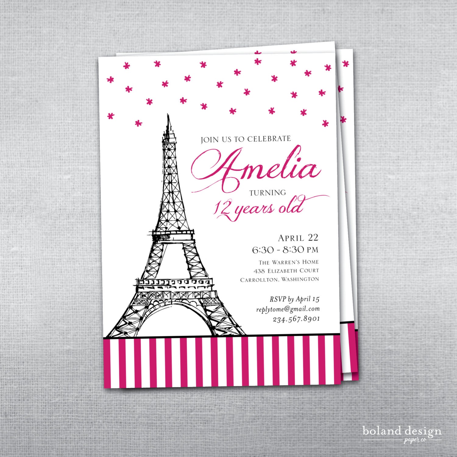 Paris Birthday Invitation Parisian Birthday Eiffel Tower 6736