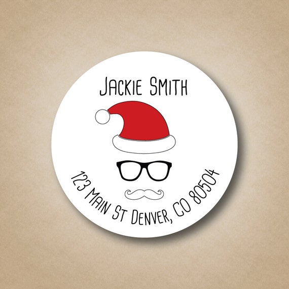 hipster santa address labels return address label christmas return