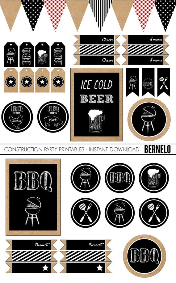 BBQ Printable Party PrintableBBQ Party BBQ Labels Banner